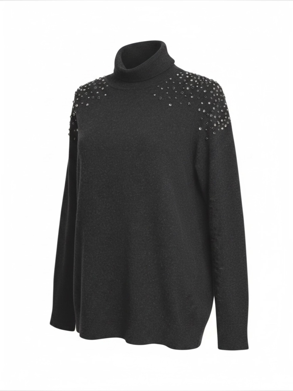 C by Bloomingdale’s 100% Cashmere Crystal Embellished Turtleneck Sweater Small